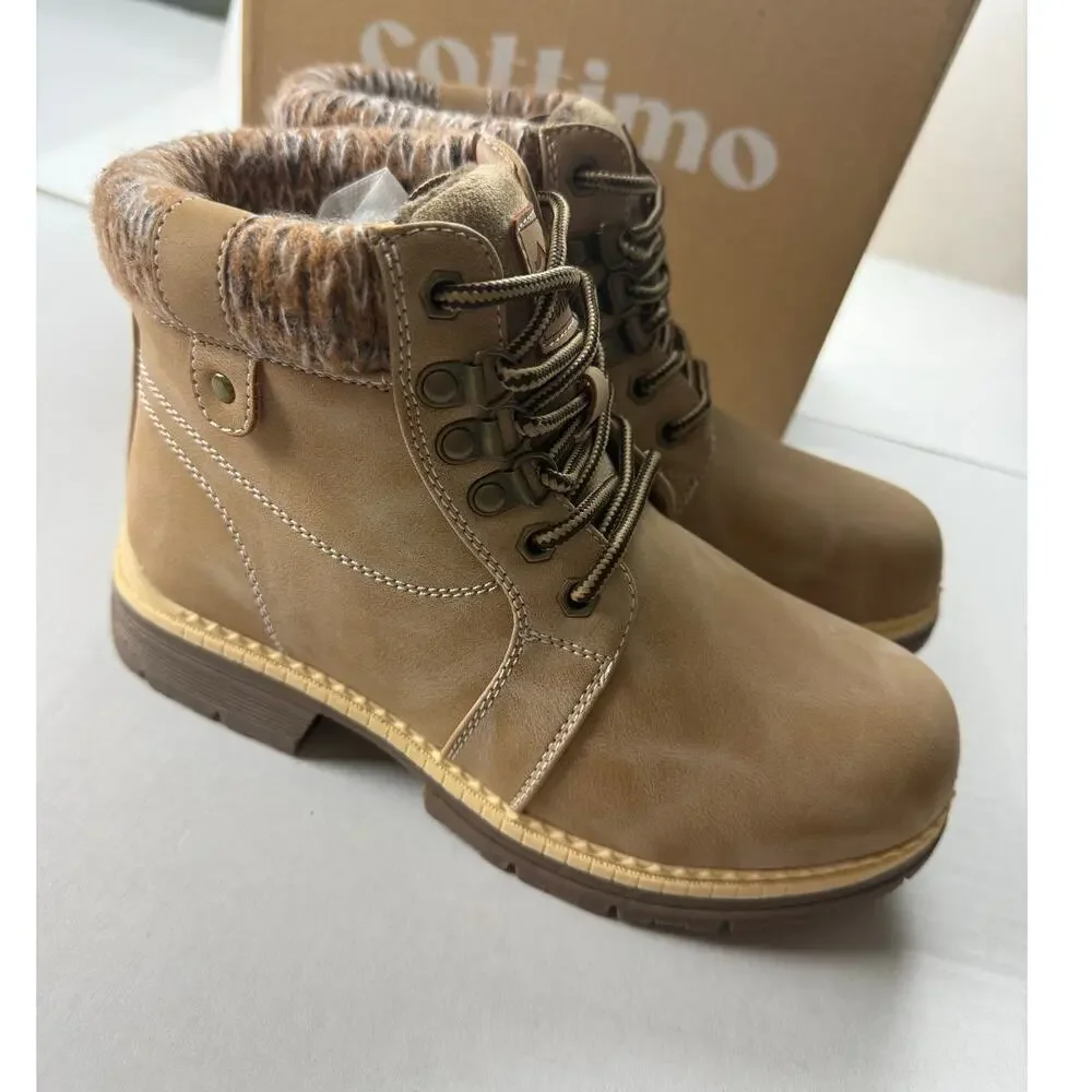 COTTIMO Women's Beige Snow Hiking Winter Boots Size 6